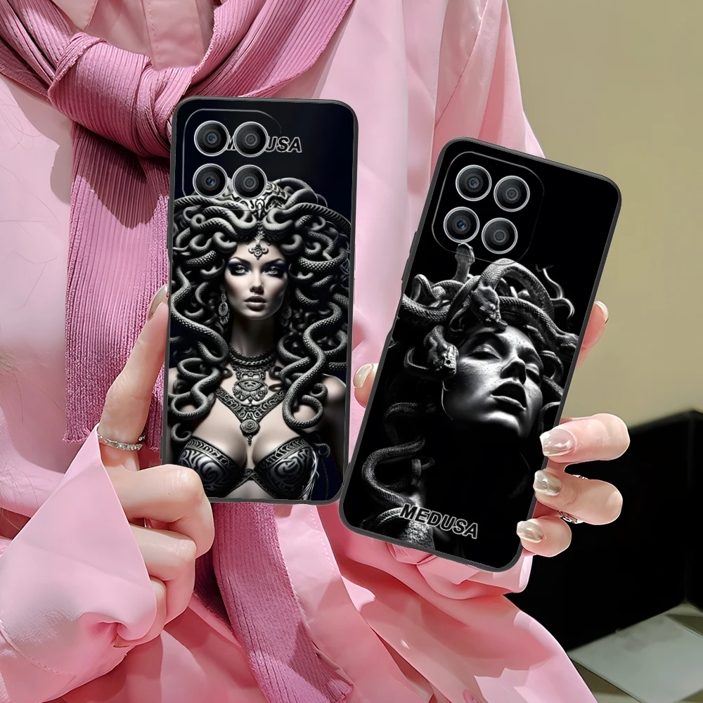 Medusa Snake Painting Mobile Cell Phone Case for Huawei Honor 90 80 70 60 50 30 20 10 9 8 7 Pro S SE Lite 5G Black Cover Shell