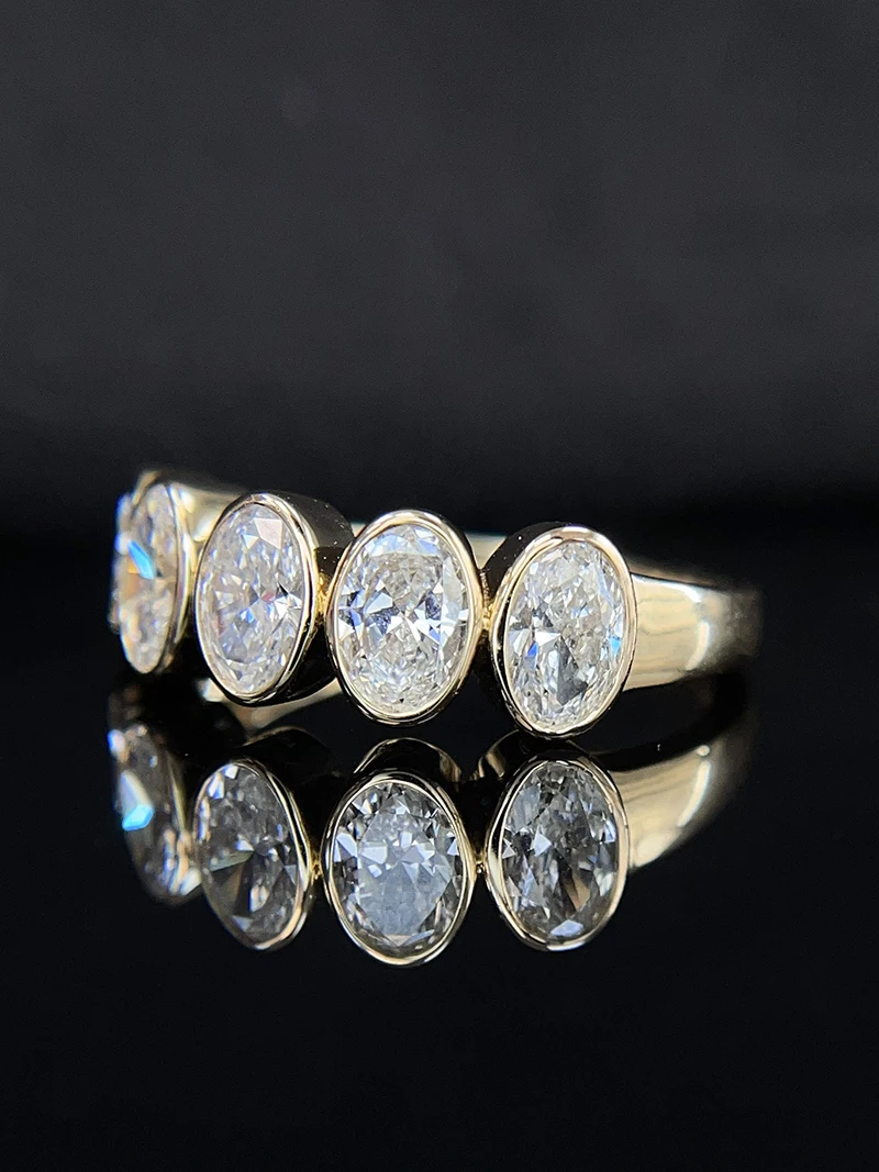 LUOWEND 100% 18K Yellow Gold Rings Luxury Minimalist Style 1.50carat Real Natural Diamond Ring for Women High Party Jewelry