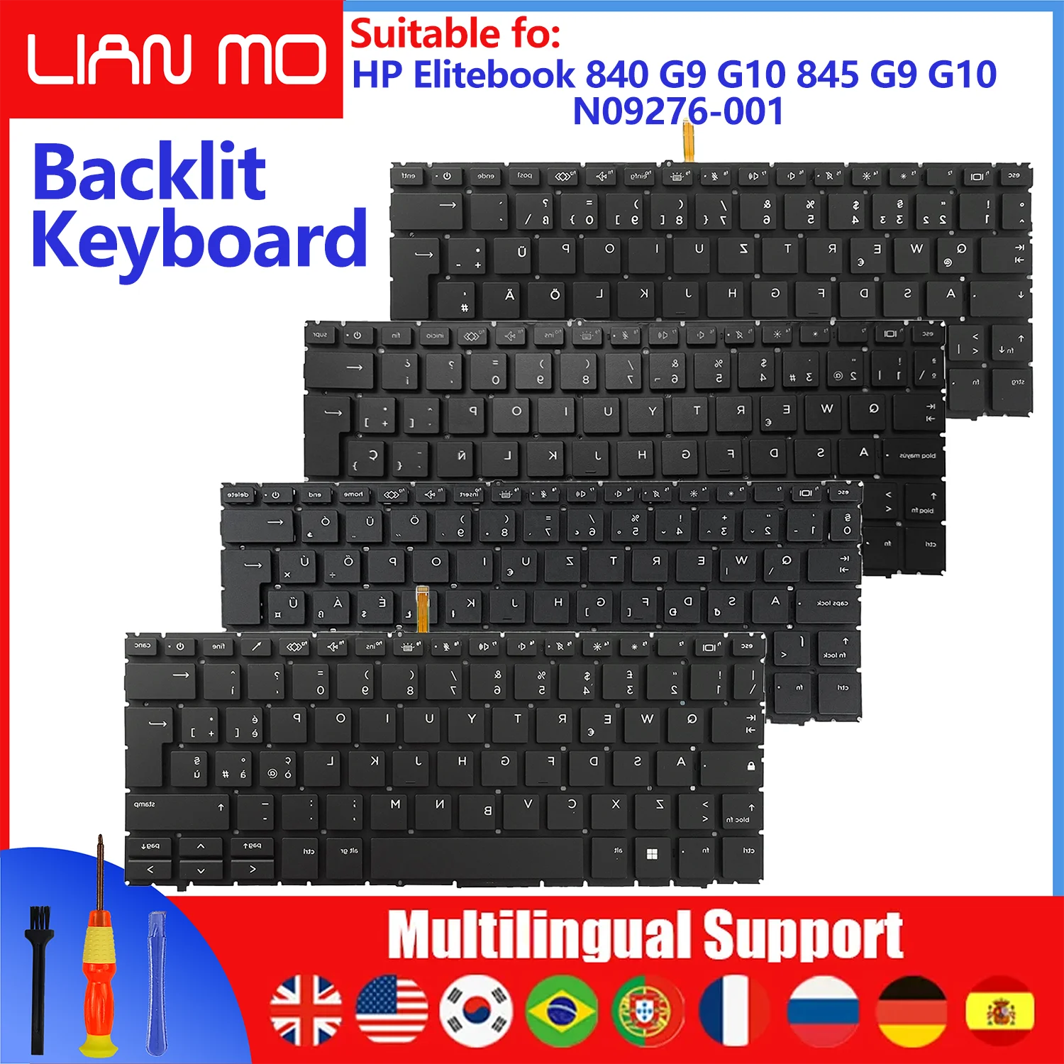 Teclado retroiluminado con diseño latino español/británico/estadounidense para HP Elitebook Zbook Firefly14 G9 G10 840 845 G9 G10 830 835 G9 G10