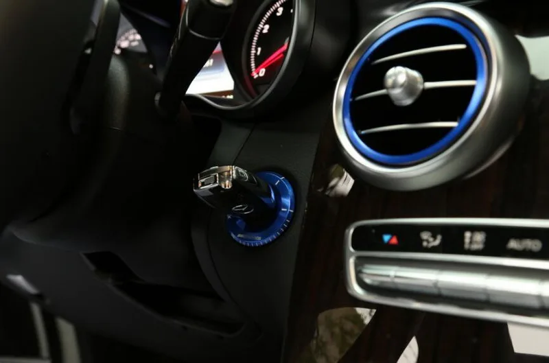 1 Pc Ignition Switch Decorative Covers Red/Blue/Silver Accessories Key Hole Start Ring Sticker for Benz A Class C GLA C260L