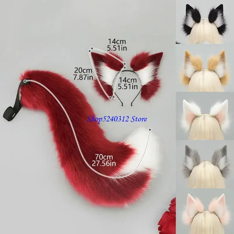 634C Plush Foxes Wolf Ears Fanda da cabeça FOXES TAIL PARA HALLOWEEN Cosplay Fancy Party