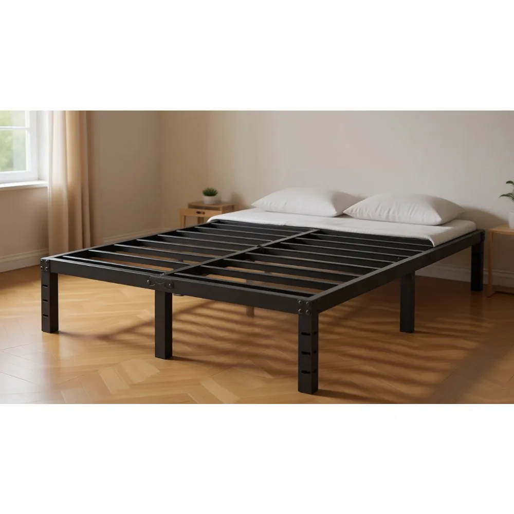 

Полноразмерная металлическая кровать-платформа 14 дюймов, усиленная конструкция, не требует пружинного блока, тихая, простая сборка, удобное хранение