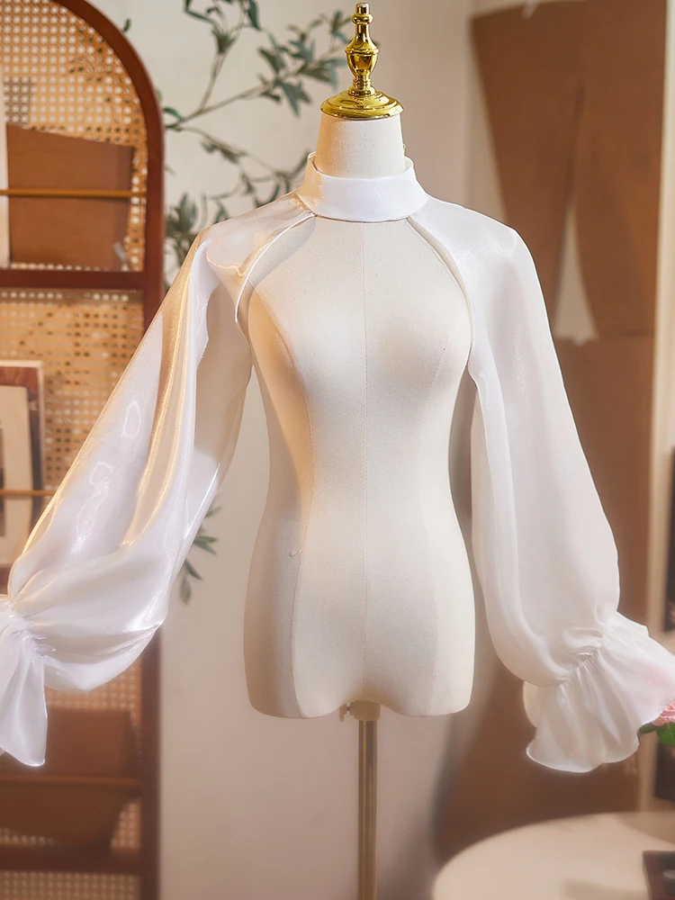 long-sve-oulder-decorative-fake-sve-awl-chiffon-arm-cover-wedding-dr-accory-exaggerated-photoaphy-props