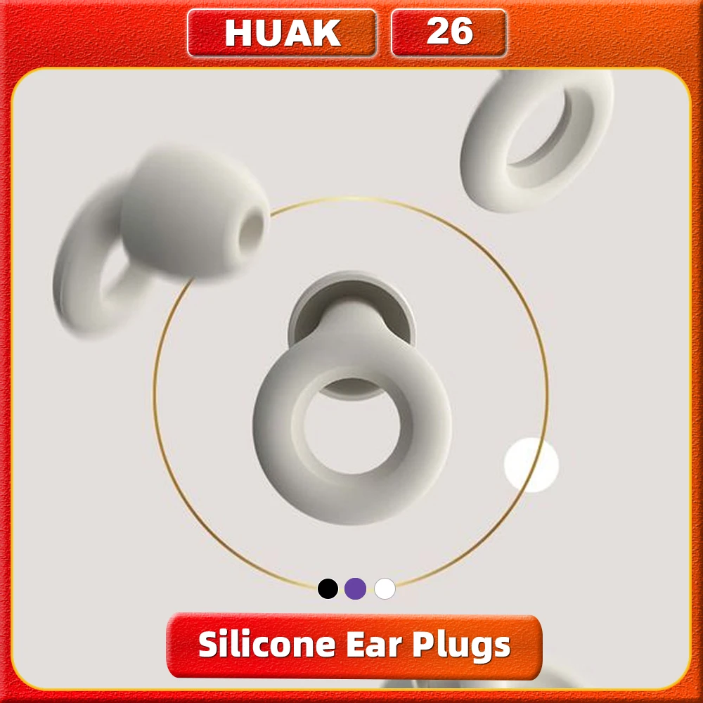 HUAK Ear Plugs for Noise Reduction – Super Soft, Reusable Hearing Protection for Sleep,Swim, Work, 8 Ear Tips in XS/S/M/L