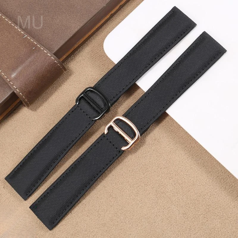 Винтажные нейлоновые ремешки для часов Cartier Must London, твердая стальная пряжка, тонкий профиль, повседневная одежда, холщовый ремешок 18, 20 мм