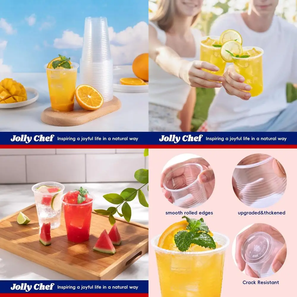 

120 Pack 9 oz Clear Plastic Tumblers, Disposable Cold Drink Cups for Parties and Tasting Events