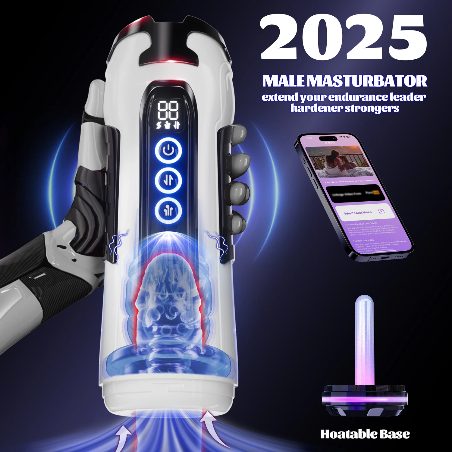 App AI Control Masturbation Cup Electric Heating Blowjob 9 Sucking Thrusting Vibration Modes Adults Masturbator Sex Toys for Man