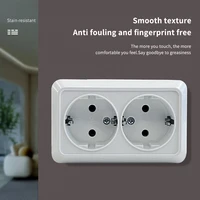 WESA White Wall Surface 2 Sockets Plugs EU Exterior Electrical Outlets With Ground Power Socket Flame Retardant Paint Plastic 3