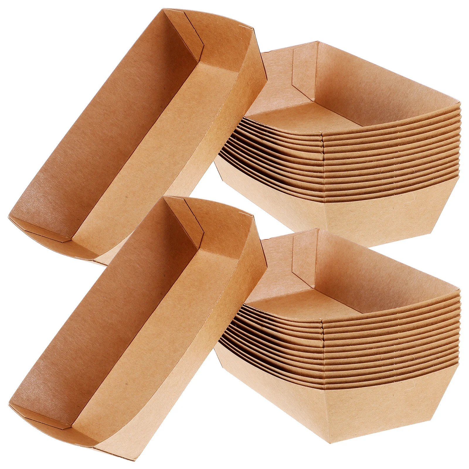 100Pcs Disposable Paper Food Boats Appetizer Plates Serving Trays Picnic Snack Party Food Plates Disposable Serving Trays