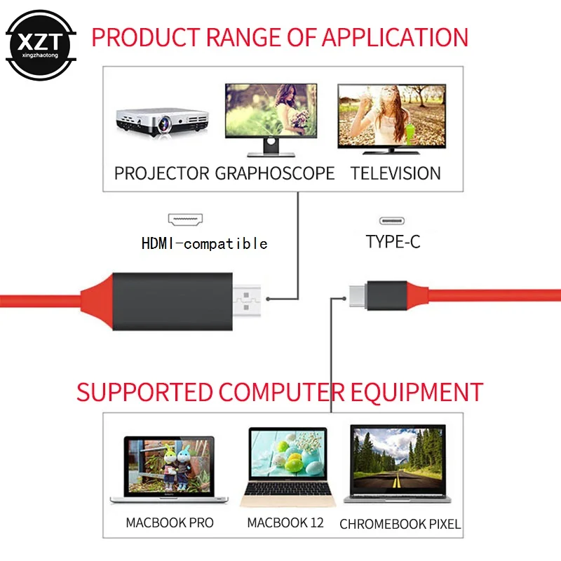 Type-C to HDMI-compatible USB 3.1 to HDMI-compatible+USB Power Supply 4K Mobile Computer HD Cable image 6