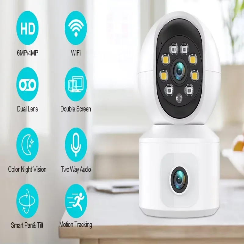 

EseeCloud умный дом Wi-Fi камеры наблюдения двойной объектив PTZ автоматическое отслеживание беспроводная камера видеонаблюдения защита радионяня