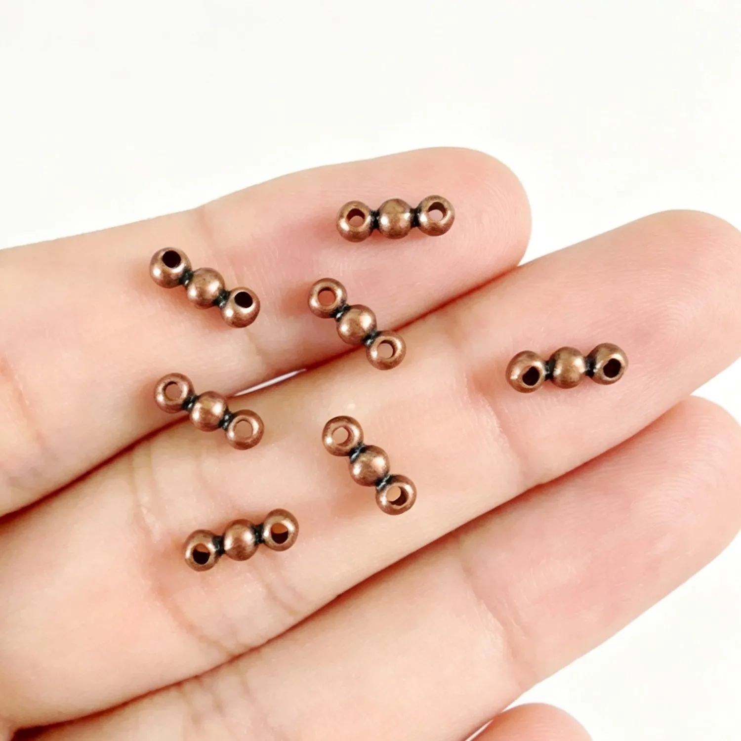 Perles connectrices à double trou en alliage de Zinc, 8.5 × 3mm, en cuivre rouge antique rayé, accessoires de bijoux à faire soi-même, 100 pièces, H5307