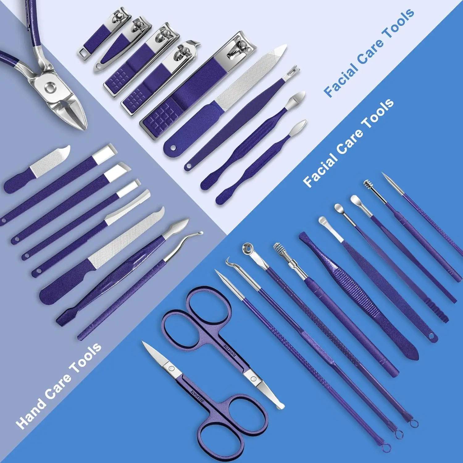 

30Pcs Manicure Pedicure Kit Nail Clippers Kit Professional Stainless Steel Nail Care Tool Toenail Clipper Cutters Travel Case