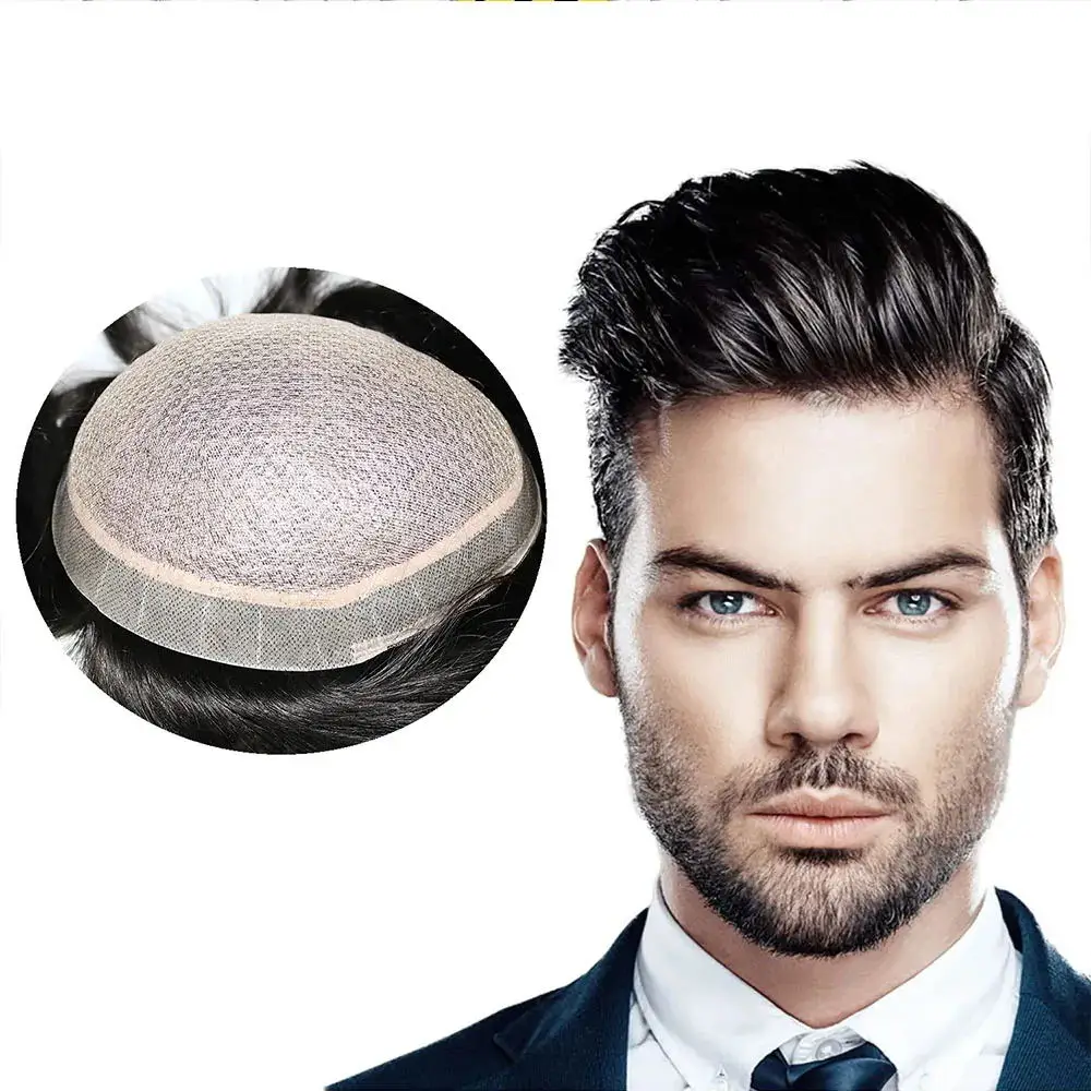 Silk Base Men's Human Hair Toupee Hair Replacement Hairpieces System All Sizes Druable&Breathable Virgin Hair Prosthesis Men Wig