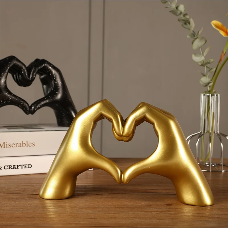 

INS Resin Love Heart Gesture Sculpture Home Decoration Live Statue Figurines Wedding Ornaments Living Room Desk Accessories