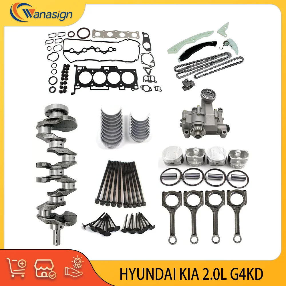 AUTO Engine Overhaul Rebuild Kit Crankshaft Rods OIL PUMP KIT For Hyundai Sonata KIA cerato 2.0L L4 GAS 2.0 L T G4KD 2005-2012