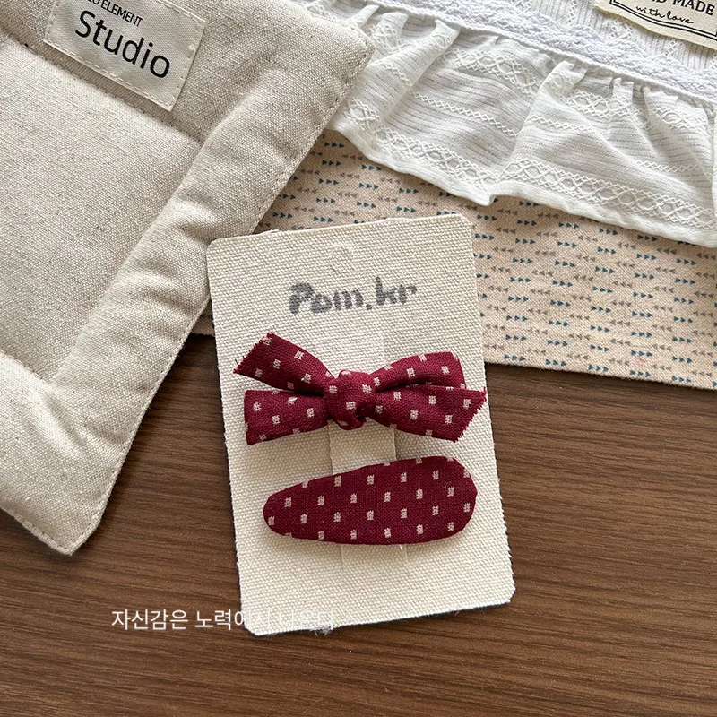 

Заколка для волос с бантом для девочек, тканевая заколка в форме сердца с челкой, милый детский аксессуар для волос, красный