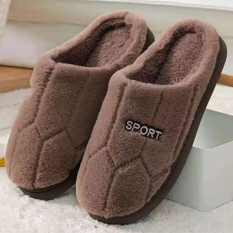 Winter New Wool Cotton Indoor Bedroom Living Warm Women Couple Thick Soles Non-slip Plush Slippers Slides