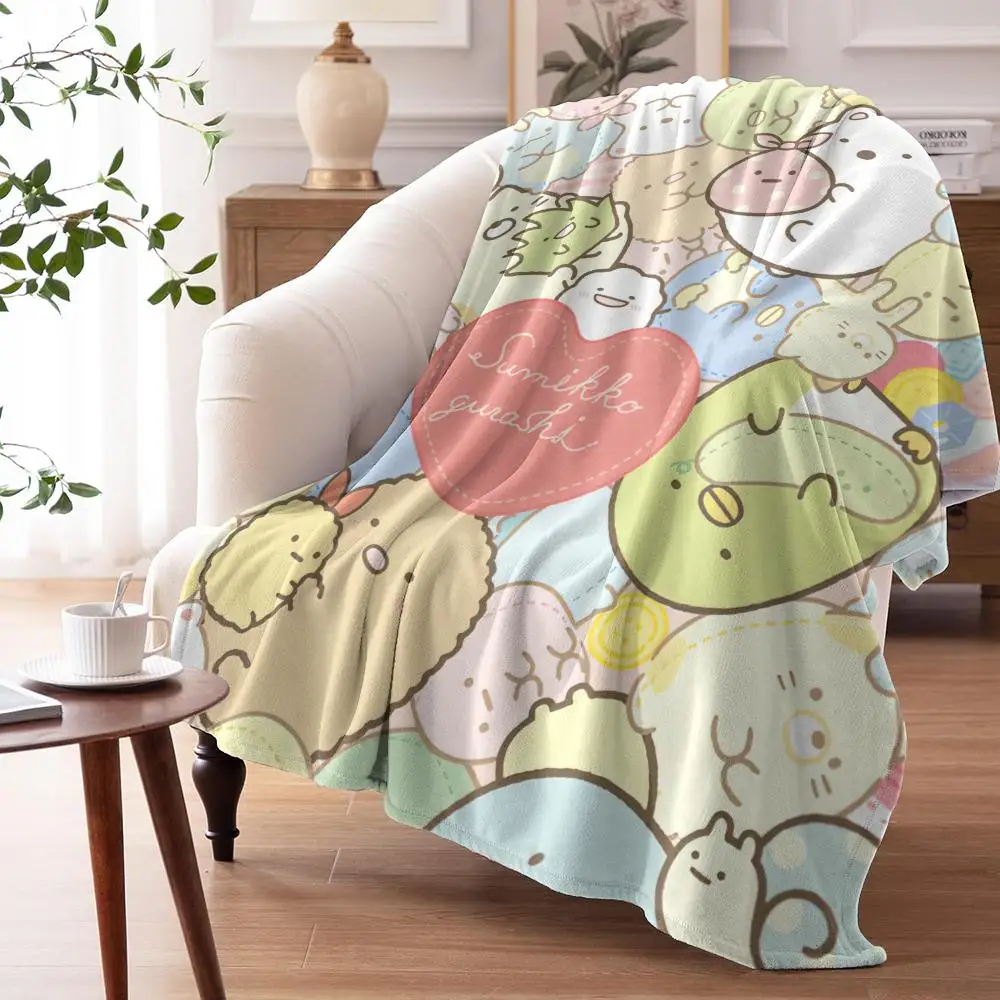 Kawaii S-Sumikko G-Gurashi Anime Throw Flannel AC Blanket Lightweight Summer Nap Throw Cozy Blanket for Sofa Bed Travel Home