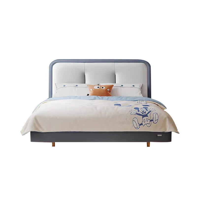 

Modern Simple Bedroom Children's Single Leather Bed Bedroom Home