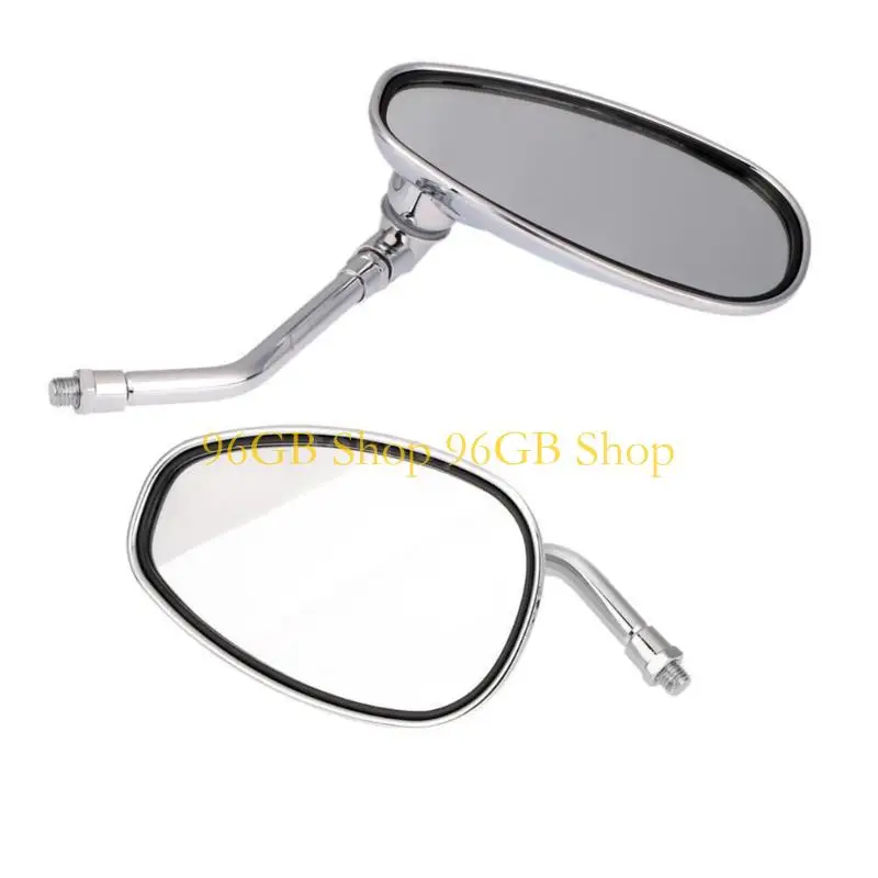 96GB Premium Motorcycle Rearview Mirrors with Chrome Plating Wide Design Anti Dazzles Feature Rustproof Universal 2pcs