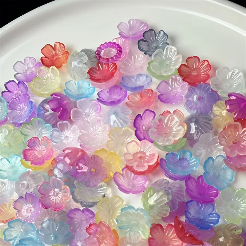 156/312pcs 11mm acrylic transparent cherry blossom color mixed DIY making bracelet necklace, decoration beads small gifts