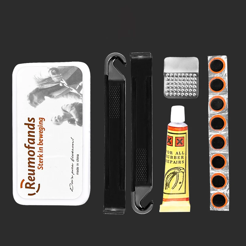 Bike Inner Tube Patch Kits, Motorcycle Tire Repair Kit with Glueless Self-Adhesive Patches,Vulcanizing Patches, Metal Rasp