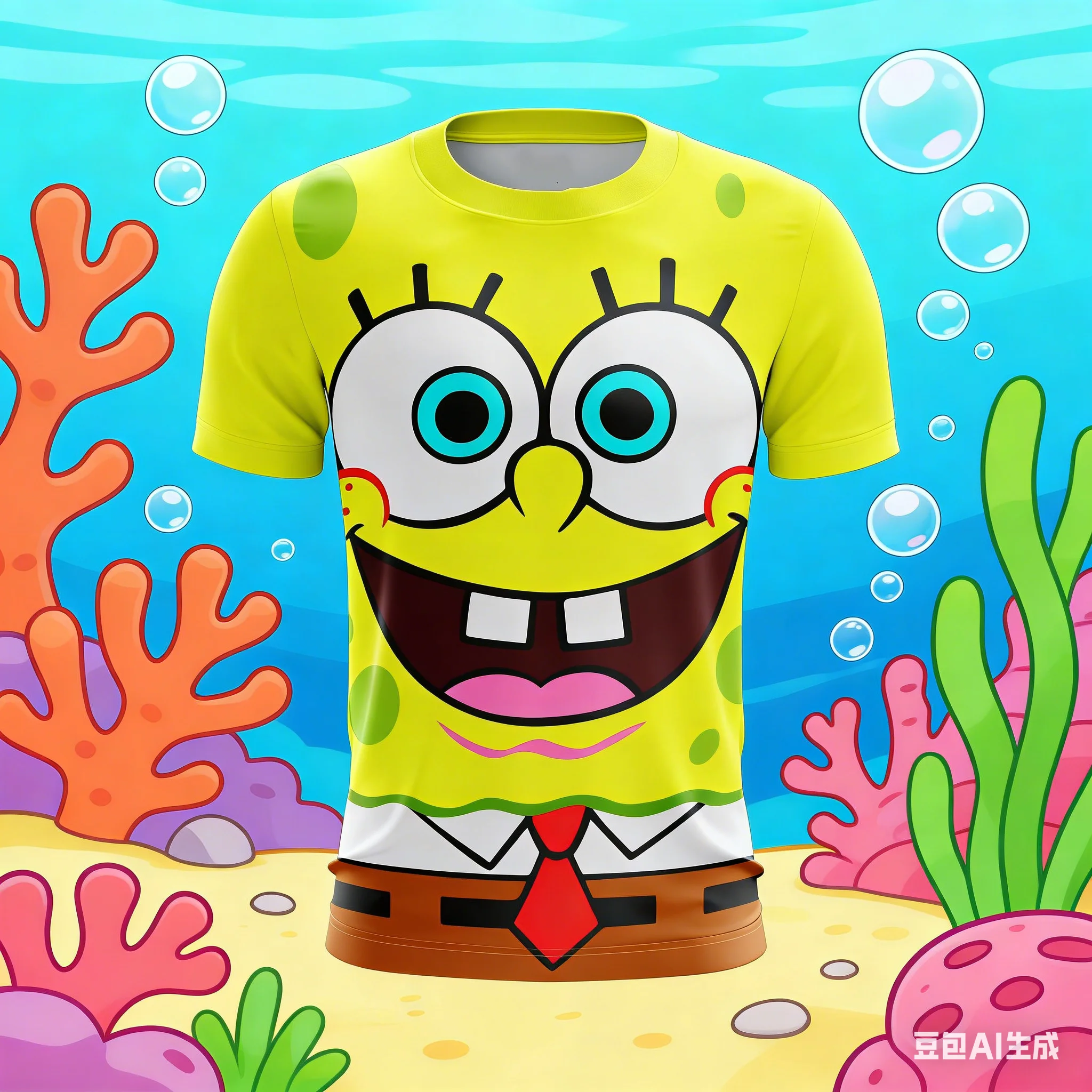 Hervorragende Vitalität! SpongeBob Schwammkopf Vollflächig Bedrucktes Cartoon-Smile-T-Shirt für Erwachsene/Kinder Sommer Neues Großes Lockeres Sport-T-Shirt für Kinder