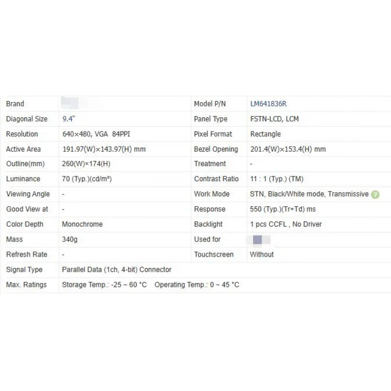ล.ม 641836   r หน้าจอ LCD 9.4 นิ้วต้นฉบับใหม่เอี่ยม