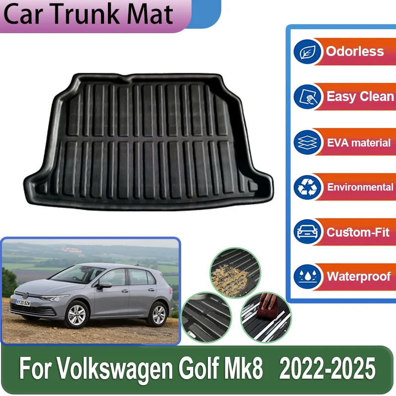 

For VW Golf 8 Volkswagen Golf Mk8 2022 2023 2024 2025 Car Trunk Mats EVA Material Waterproof Protective Carpet Auto Accessories