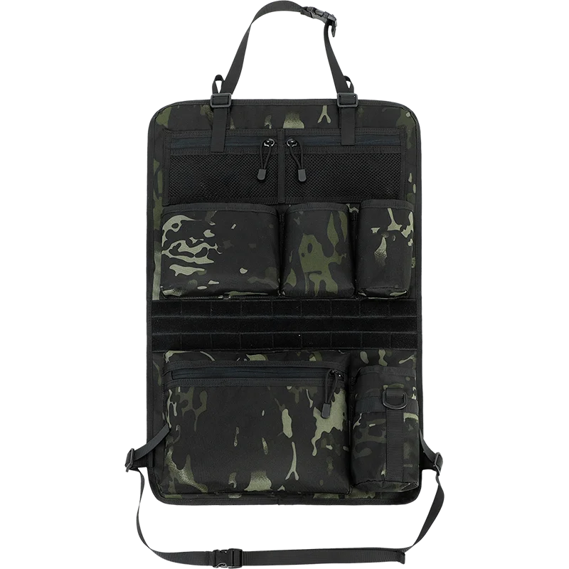 Organisateur de rangement de siège de voiture, sac de rangement pour dossier de siège, sacs suspendus de camouflage tactique, rangement de voiture, poche de rangement, accessoires d'intérieur