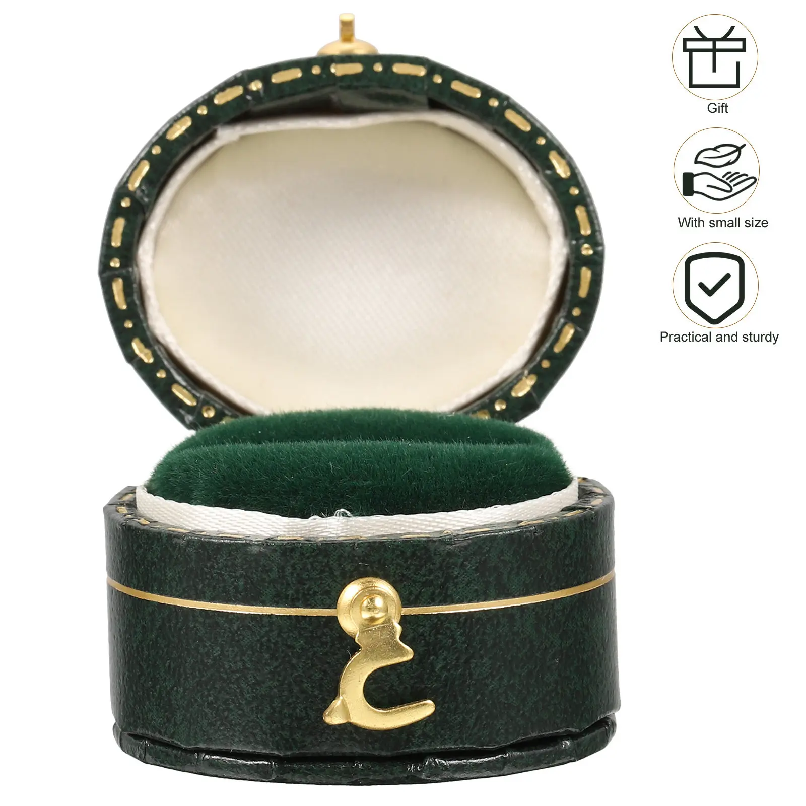Delicate Ring Storage Box Small Ring Case Vintage Style Portable Organizer for Travel Wedding Engagement Gift