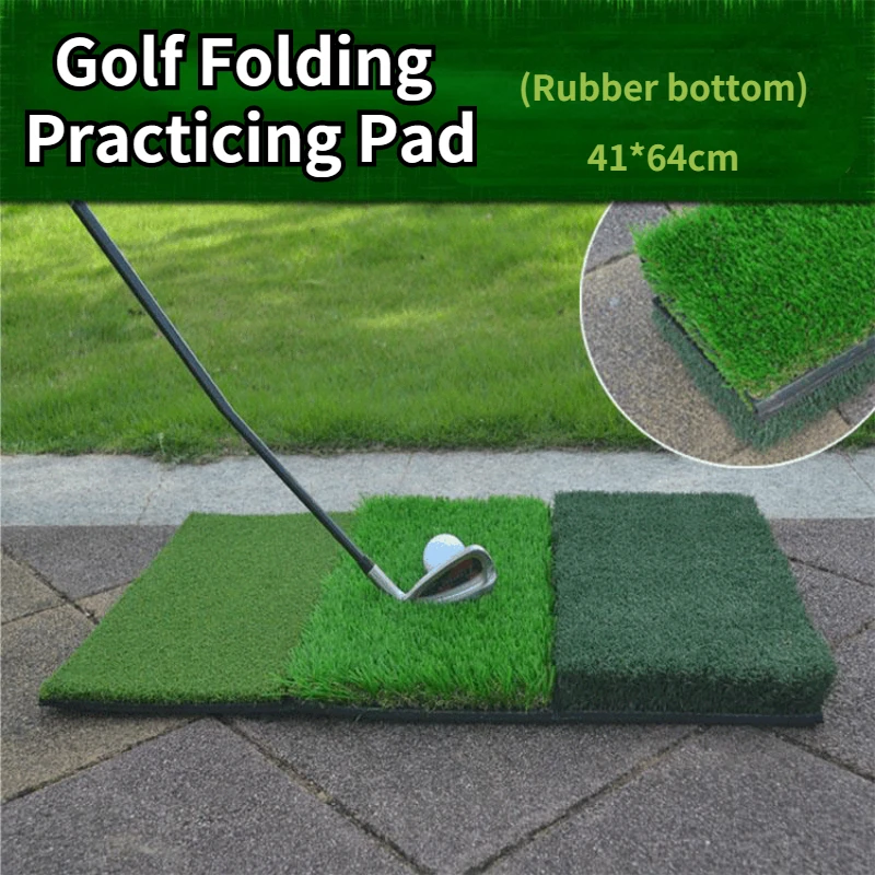 

Golf Folding Hitting Practice Pad Set Simulated Turf Swing Practicing Mat Portable Multifunctional Folding Pad