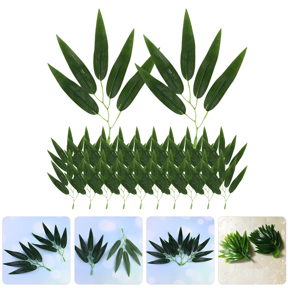 30 Pcs Artificial Plants Five-leaf Small Bamboo Leaves Lifelike Fake for Crafts Decorative Green Bride