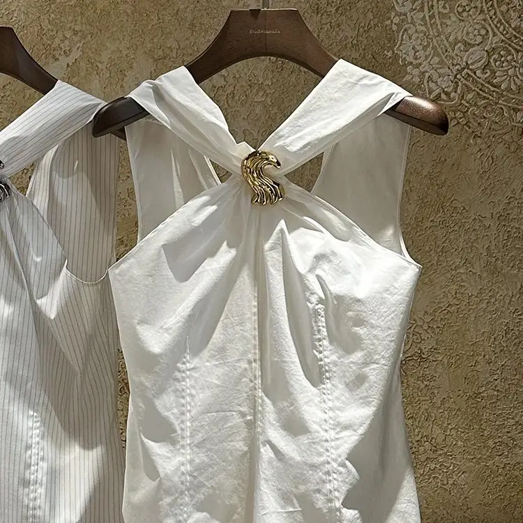 أوصى الأبيض الصليب عقدة Ne شنقا Svel irt سترة المرأة الصيف Faion تصميم الرغبة النقية حجم صغير #4