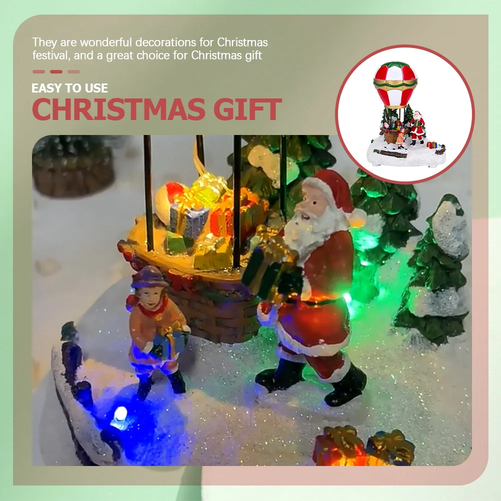 

Lighted Hot Air Balloon Christmas Light Up Decor Resin Christmas Table Decorations Xmas Gift Romantic Music Festival Supplies