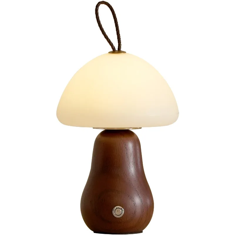 

Medieval cream wind bedside table lamp, retro walnut high-end, ambient light