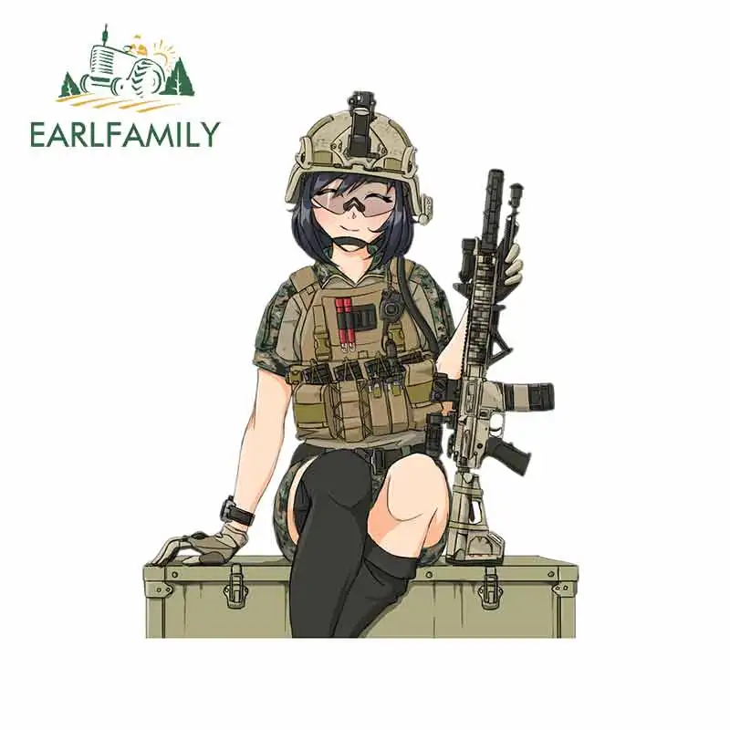 EARLFAMILY 13cm x 10.4cm for Soldier Army Girl Fine Decal Vinyl Car Sticker Car Accessories Custom Printing Personality Decals