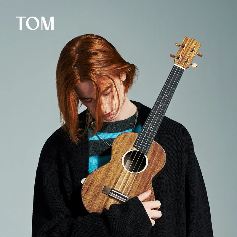 TOM Ukulele Concert/Tenor 23-inch/26-inch All Solid Acacia Professional Beginning Glossy With Case,Capo,Strap,Wipe Cloth(M7HF)