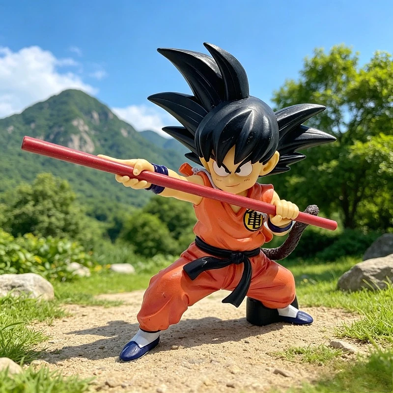 Figurine Dragon Ball Son Goku Cercle Doré, Modèle de Poupée 2D Kawaii, Ornement de Bureau et de Voiture, Accessoire d'Animation, Vente en Gros