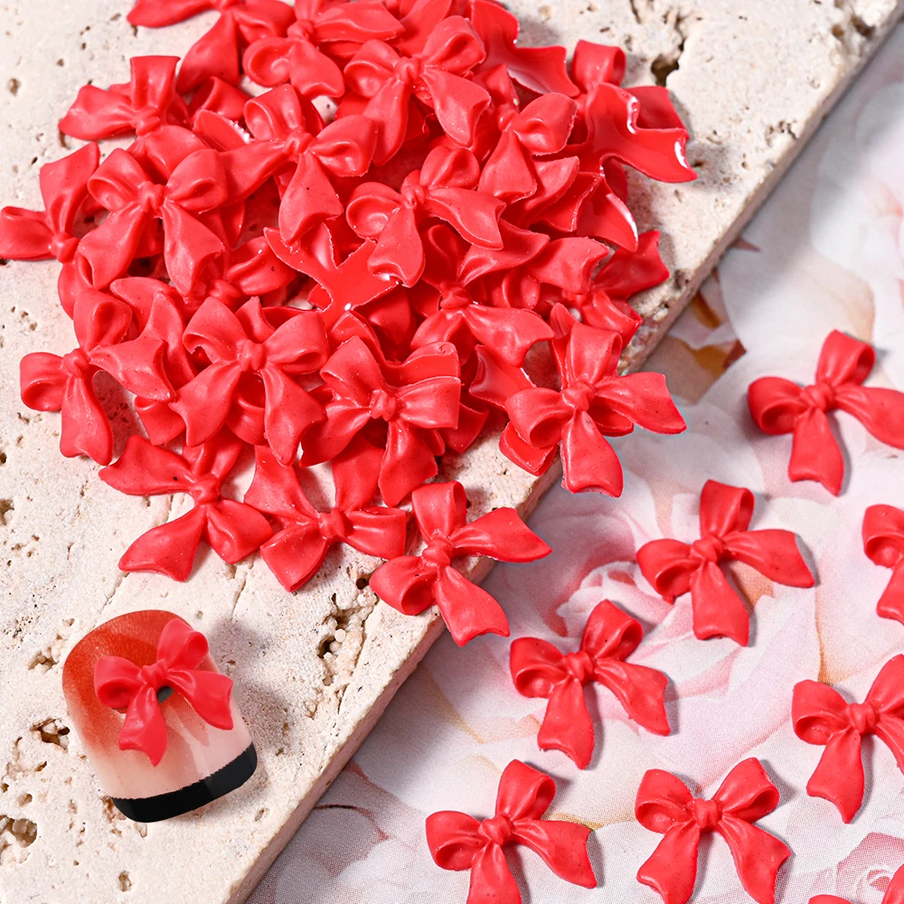 50-100 ชิ้น 3D Kawaii สีชมพู/สีขาวริบบิ้นโบว์เล็บ Charms 10x11 มิลลิเมตรเรซิ่น Bowknot ตกแต่งเล็บ DIY เล็บ Bowknot อุปกรณ์ & * 4