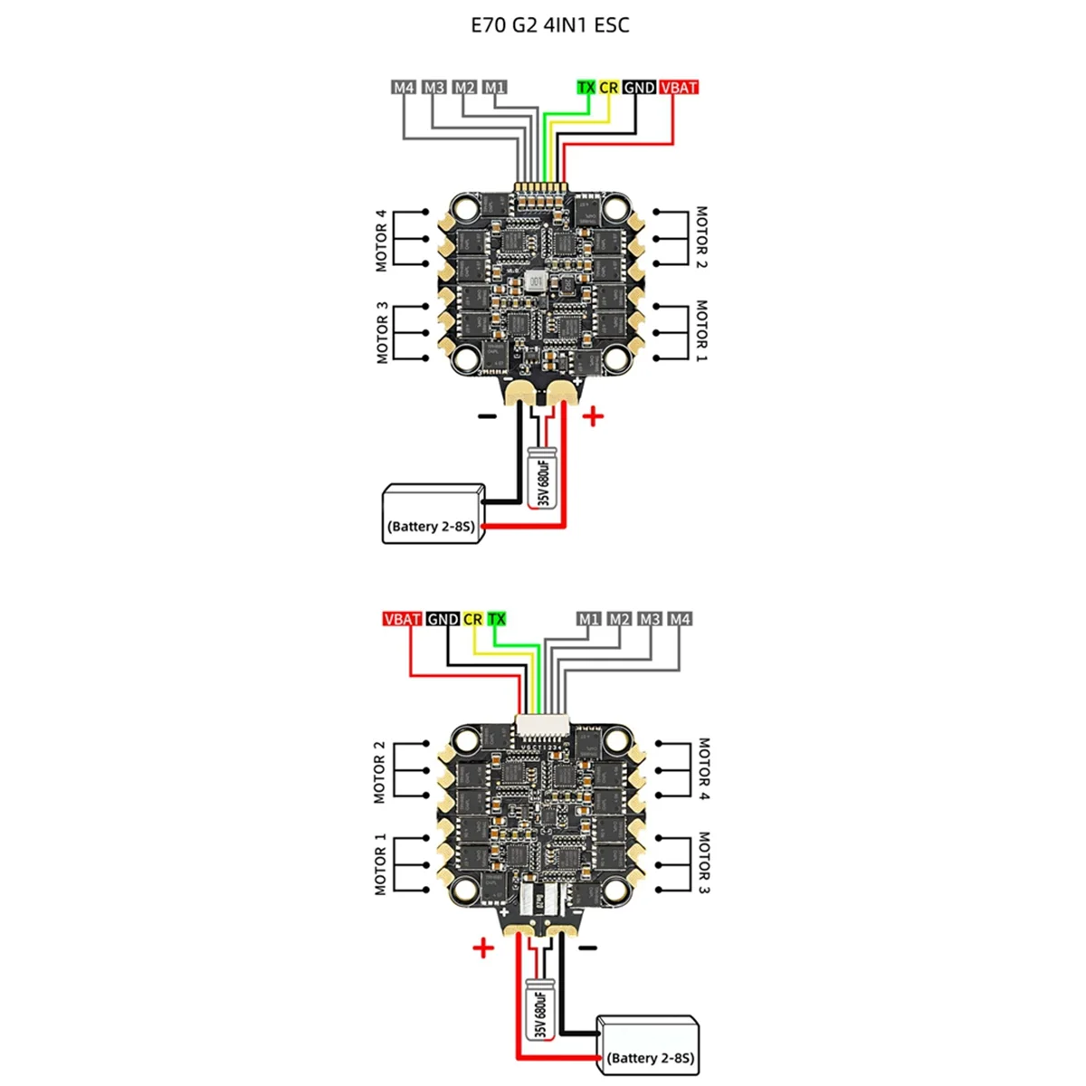 AT53 H743 وE70 G2 BLHeli 32 Stack 4-8S MPU6000 وحدة تحكم في الطيران 70A 128K 4 في 1 ESC (AM32)