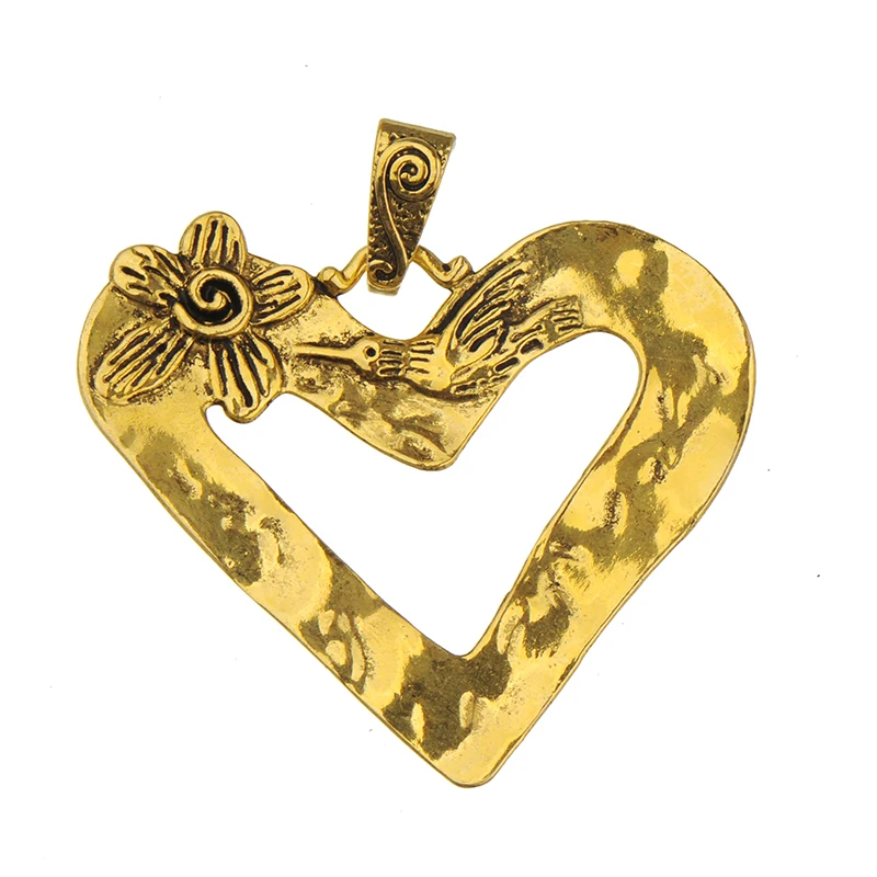 3pcs Gold Pendants For Neck Women Large Heart Suspension Handmade Finding Jewellery Diy Man Necklaces Cords Metal Wholesale Fine