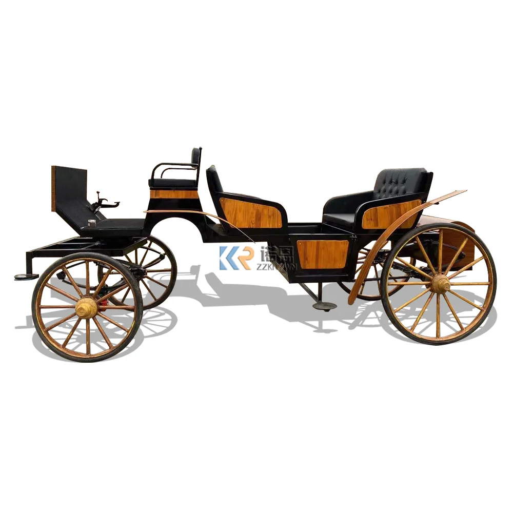 Luxury four Wheels Sightseeing Carriage Electric Royal Horse Carriage Wedding Horse Wagon Electric Horse Carriage