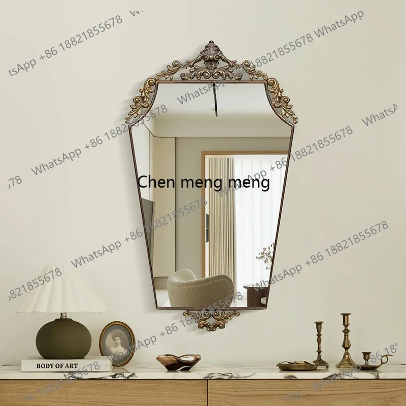 European-style Simple Carved Decorative Wall-mounted Living Room Dining Mirror French-style Makeup Mirror