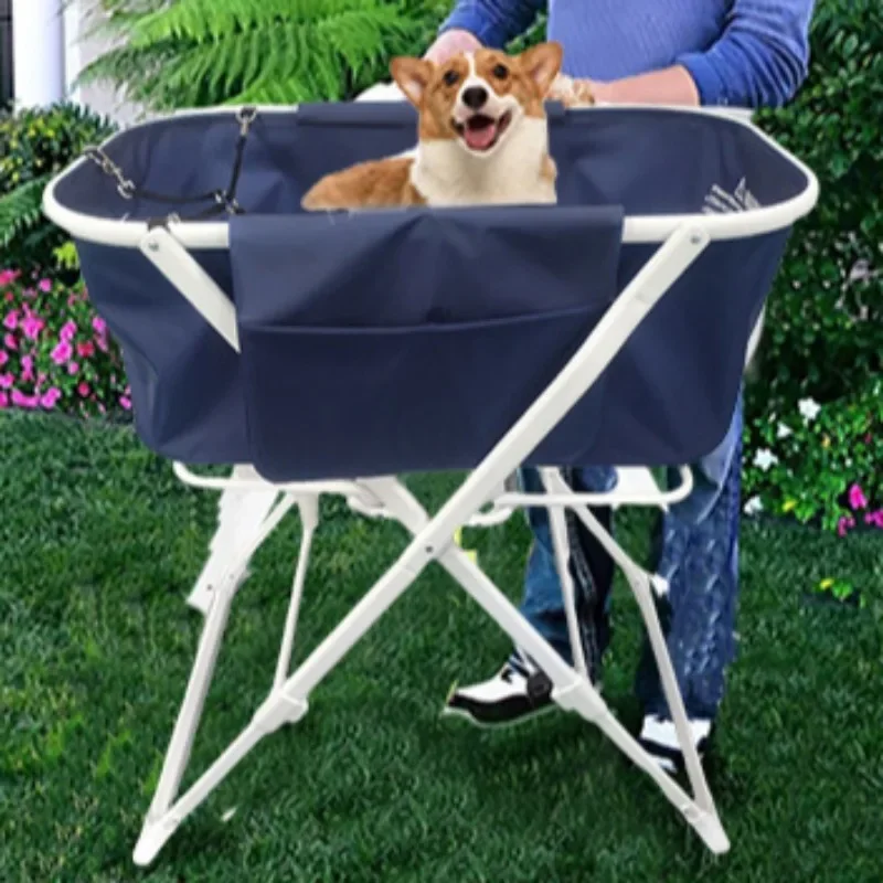 

Metal Pet Bath Tub Folding Dog Cat Bath Tub Indoor Outdoor Adjustable Pet Cleaning Rack Portable Large Capacity Dog Supplies