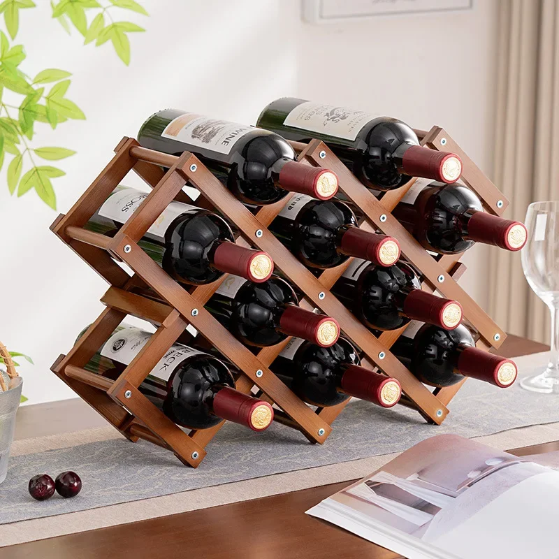 Desktop Wine Rack Wine Rack Wine Cabinet Display Rack Wine Rack Bottle Rack Multi-layer Bamboo Products Wine Bottle Holder