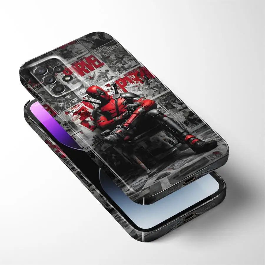 Чехол Marvel Newspaper Deadpool для Samsung Galaxy A35 A15 A14 A13 A73 A34 A31 A25 A32 A24 A23 A71 A33 Жесткий чехол для телефона
