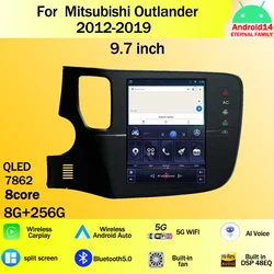 カーGPSマルチメディアラジオ,プレーヤー付きラジオ,Android 2012,2019インチ,wifi,ワイヤレス,4g,bt5.0,Mitsubishi Outlander 9.7-