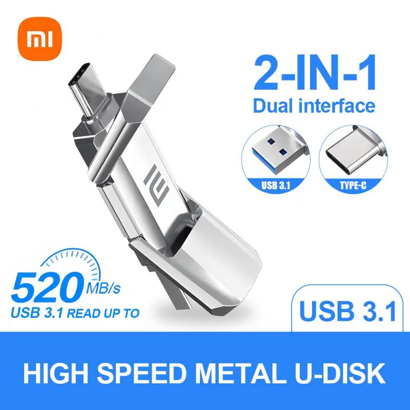 شاومي-محمول USB 3.0 فلاش حملة ، الهاتف المحمول ، الكمبيوتر ، نقل كتم الصوت ، الذاكرة ، 128GB ، 1 تيرا بايت ، 2 تيرا بايت ، USB 3.1 ، Type-C